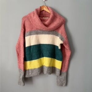 Lou & Grey for LOFT Medium Cowl Neck Striped Sweater